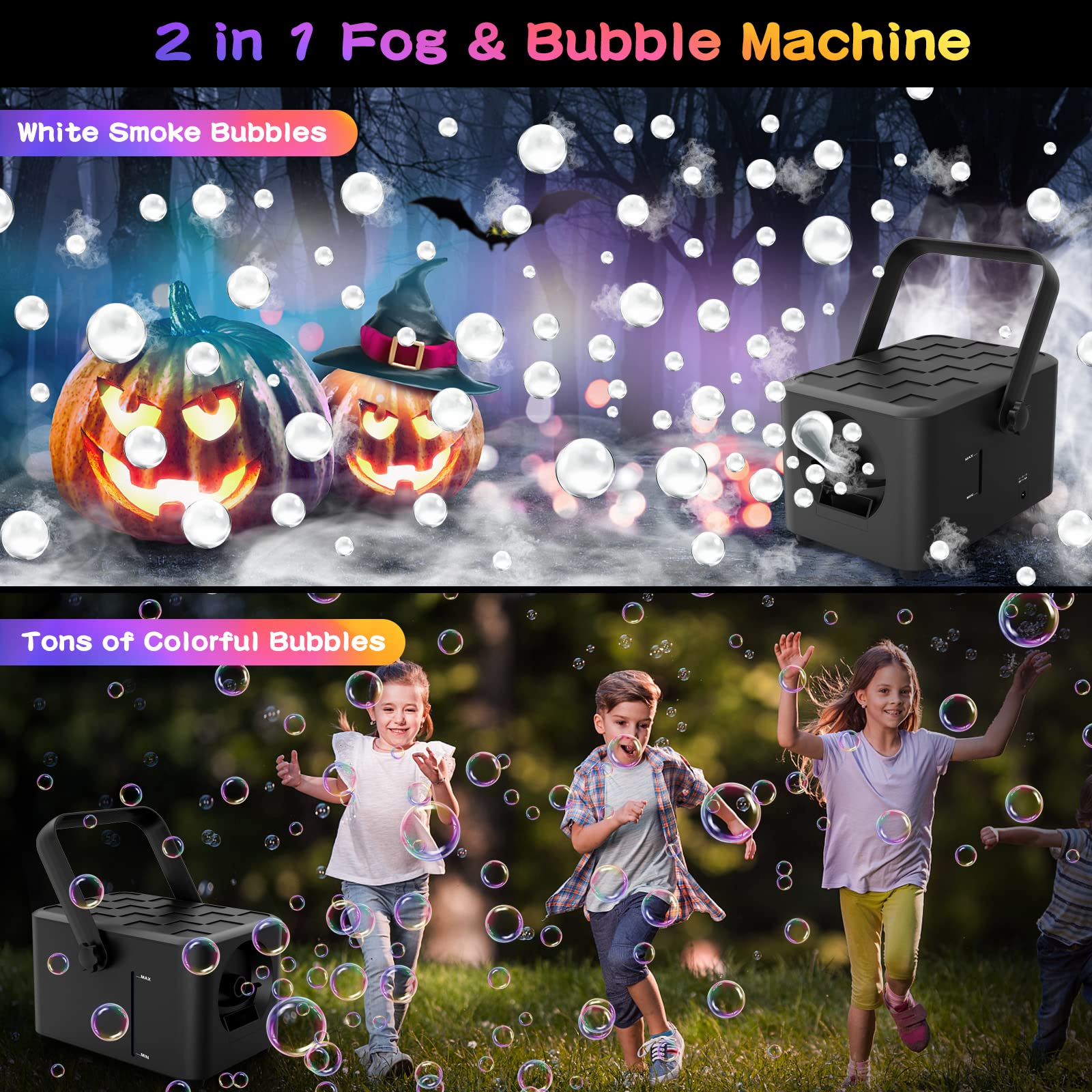 Amazon | フォグバブルマシン 高出力スモークバブルブロワー 5000個